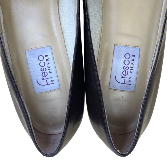 Fresco By Pierre Women’s Brown Leather Croc Embossed Whitney Pump Sz 10M - Picture 5 of 11